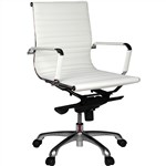 AERO MIDBACK MANAGER CHAIR W 590 x D 610 x H 930990mm White PU Leather Seat Chrome Base