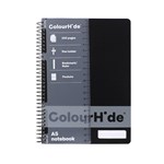 ColourHide Notebook A5  Spiral Side Bound PP Cover 200 Page  Black