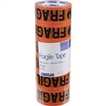 Cumberland Warning Tape 48mmx66m Fragile Black on Orange pk 6