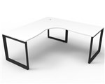 IOS Infinity Corner Workstation Loop Leg 18001800Wx750mmD  White Top  Black Legs