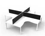 IOS Deluxe Infinity Corner Workstation 4 person POD Profile Leg Black Screen 3030mm x 3030mmW x 750mmD  White Top  White Frame