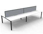 IOS Infinity Desk Profile Leg Two Sided  Screen 4 Person 3000mm White Desk Black Leg