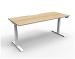IOS BOOST Electric Height Adjustable Desk Natural Oak Top White Frame 1200mm X 700mm