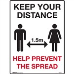Brady Safety Sign KEEP YOUR DISTANCE 15m H600xW450mm Plastic