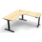 IOS Boost Corner Workstation  Electric Height Adjustable Desk  1800mm x1800mm W x 750D x 1270mmH Oak Top  Black Frame
