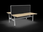IOS Halo  Back to Back WorkstationScreenCable Tray 2 Person 1500mmW  Natural Oak Desk White Frame 