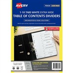 Avery L741110 Extra Wide Dividers Plastic A4 110 Index Tabs White