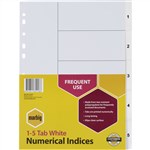 Marbig A4 Indices Dividers 15 PP White