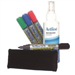 Artline Whiteboard Starter Kit Includes 4 x Markers  Cleaner  Eraser