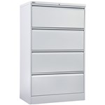 Go Lateral Filing Cabinet 4 Draw Silver Grey H1321xW900xD470mm