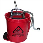 Cleanlink Mop Bucket 16L Heavy Duty Metal Wringer  Red