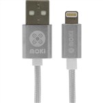 Moki Braided Lightning Cable Silver 90cm  Made For Apple Devices