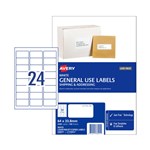 Avery General Use Laser Inkjet Labels 24up  Pk100 64 x 338mm