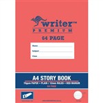 Writer Premium A4 64 Page 12mm Ruled Storybook 23 Plain 13 Ruled Red Cover Saw