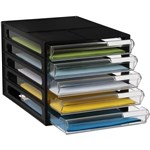 Desktop File Storage Organiser A4 5 Drawer BlackClear