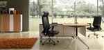 POTENZA DESK WITH RIGHT RETURN  W 1950 x D 1850  x H 750mm Virginia Walnut  White