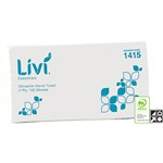 Livi Essentials 1415 Hand Towel Ultraslim 2 Ply 230mm x 240mm  150 Sheet  Box of 16 Packs